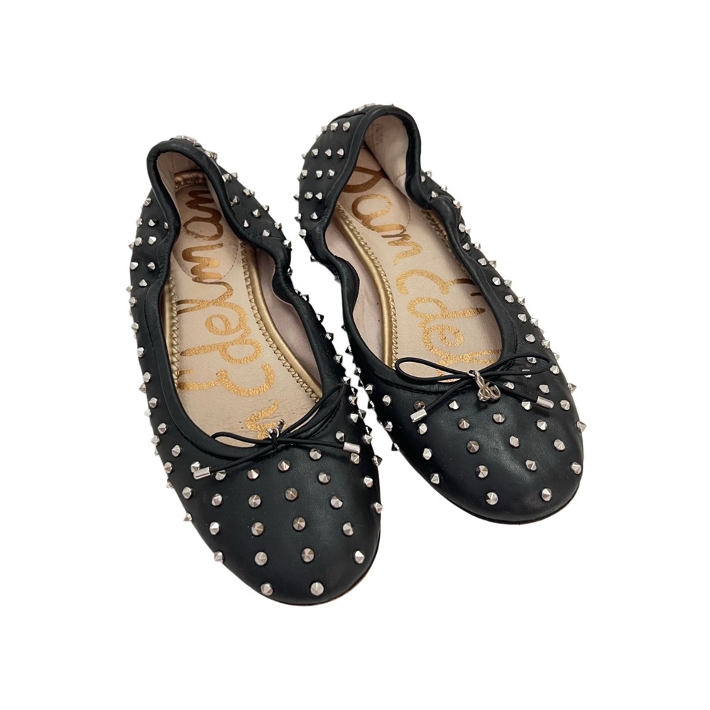 Sam Edelman Genuine Leather Black Studded Ballet Round Toe Flats 7.5 - Picture 2 of 10